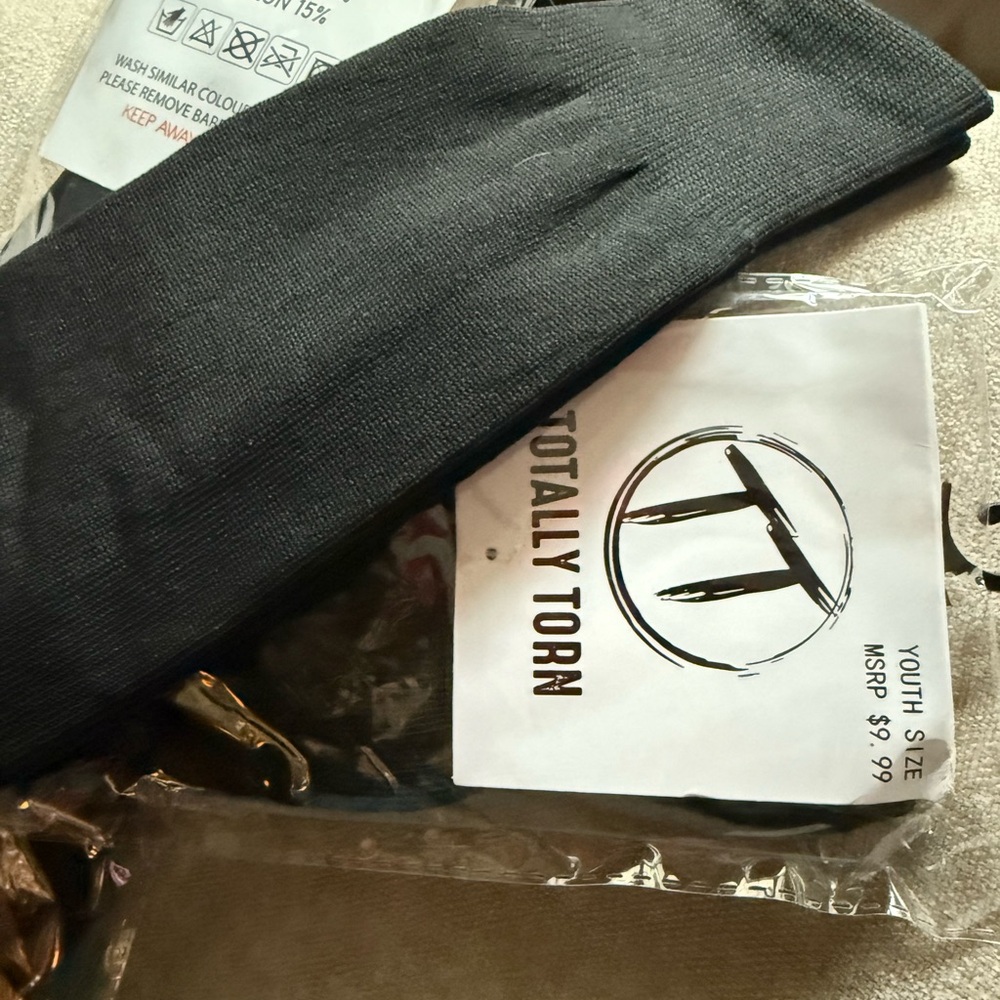 Totally Torn Classic Black Unisex Youth Socks